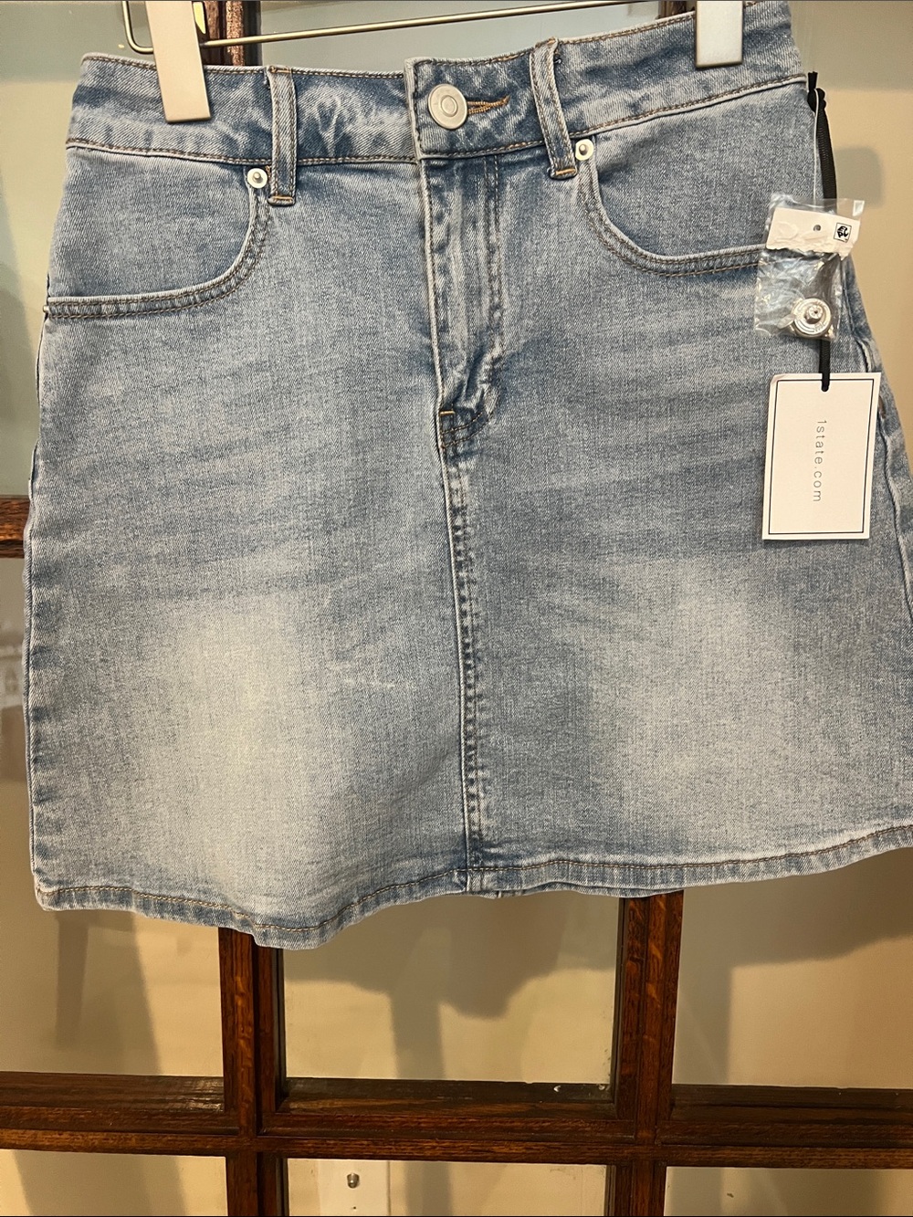 Light Wash Denim Mini Skirt - Women's Casual